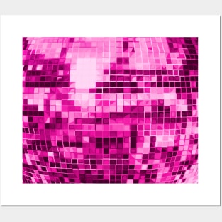 Pink Mirrored Disco Ball Pattern Posters and Art